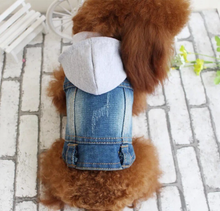 Load image into Gallery viewer, FREE Personalized Cute Denim Hoodie for Small Dogs